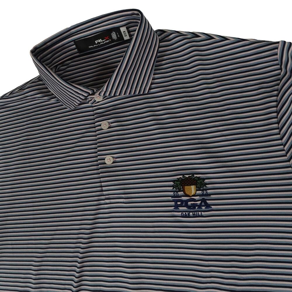 Oak Hill Country Club PGA Championship Ralph Lauren Blue Pink Polo Men's Large
